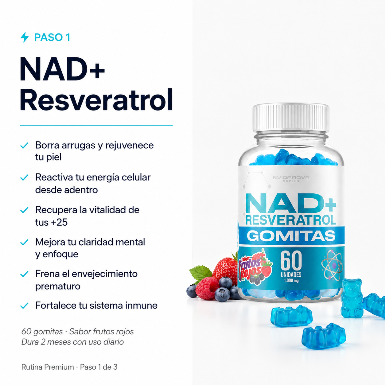 GUMMIES NAD+ RESVERATROL REJUVENECIMIENTO