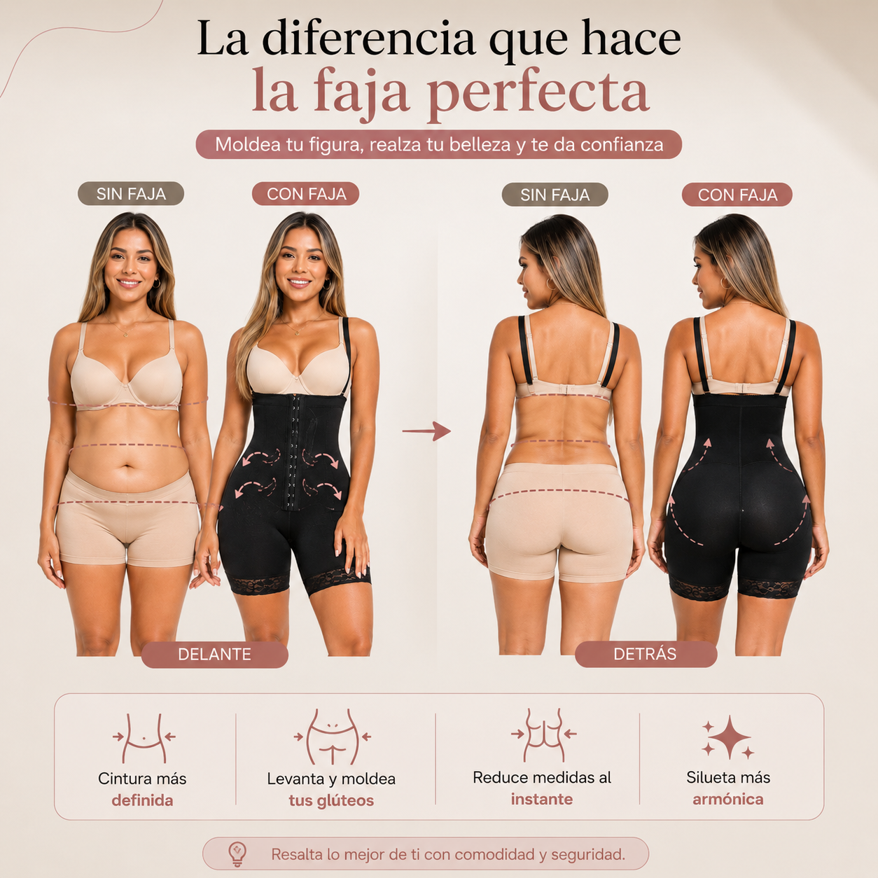 Faja Reductora Moldeadora de Cintura y Levanta Glúteos