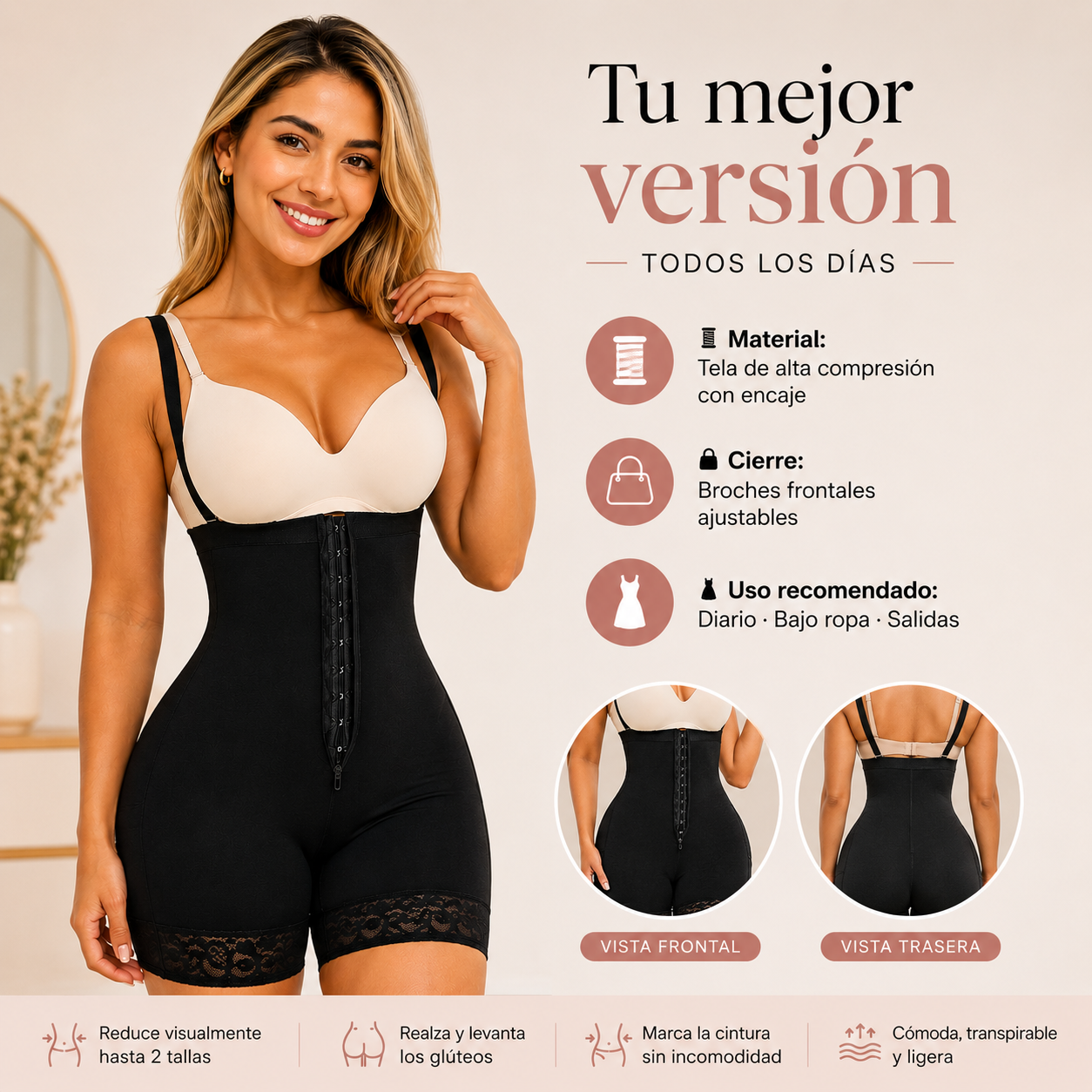 Faja Reductora Moldeadora de Cintura y Levanta Glúteos