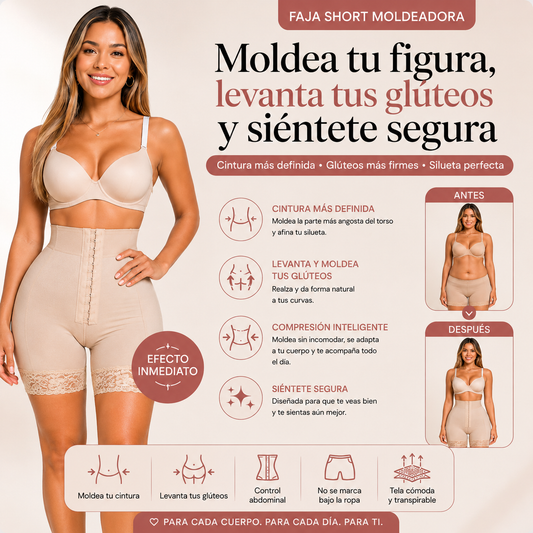 Faja Short Levanta Gluteos Aplana Abdomen