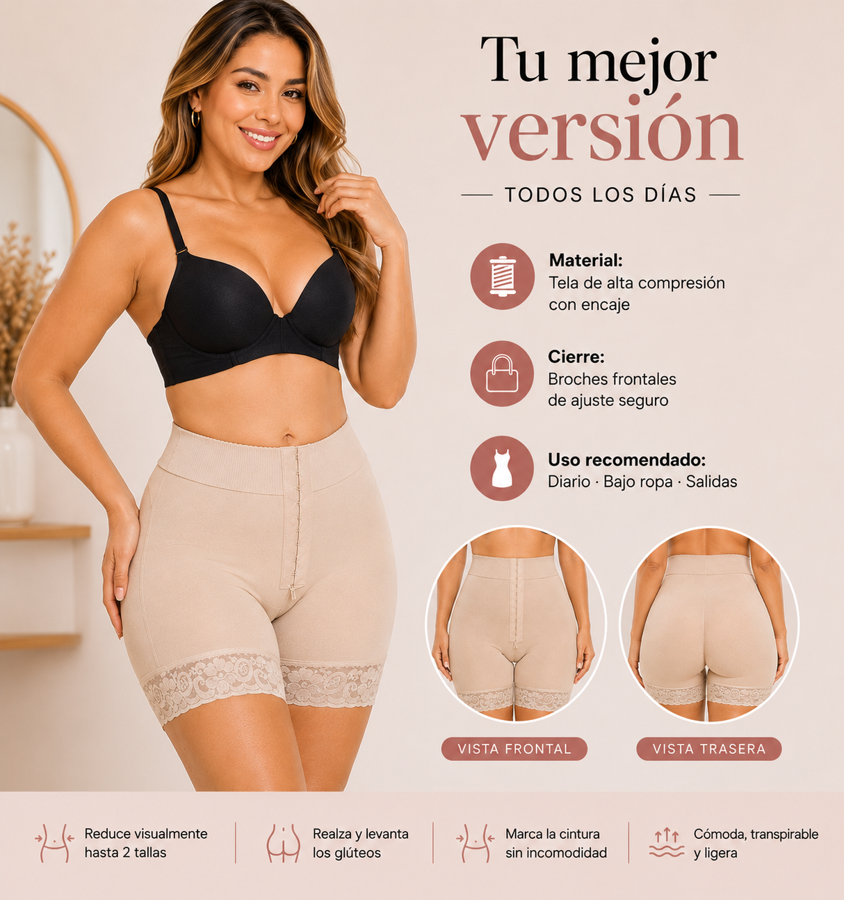 Faja Short Levanta Gluteos Aplana Abdomen