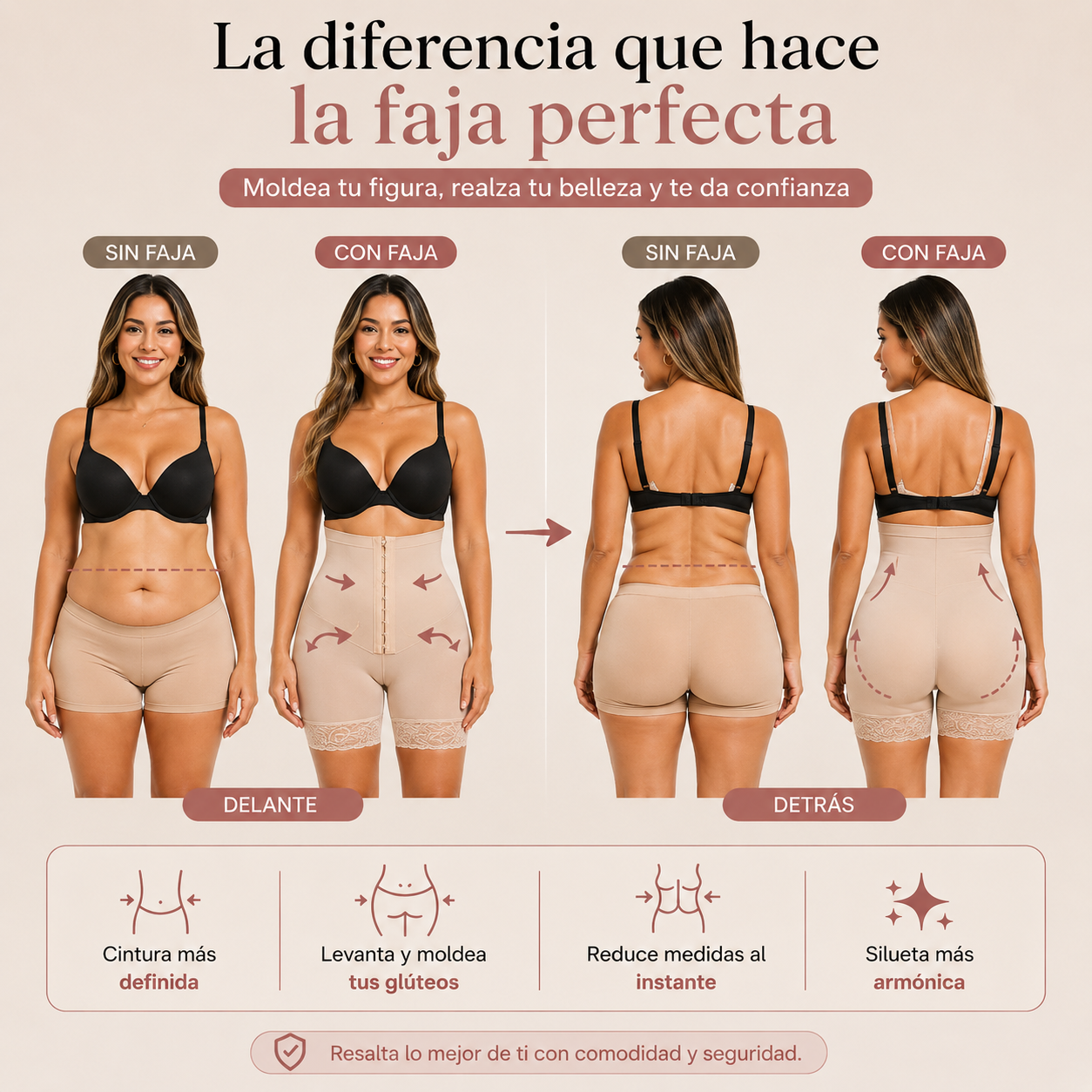 Faja Short Levanta Gluteos Aplana Abdomen